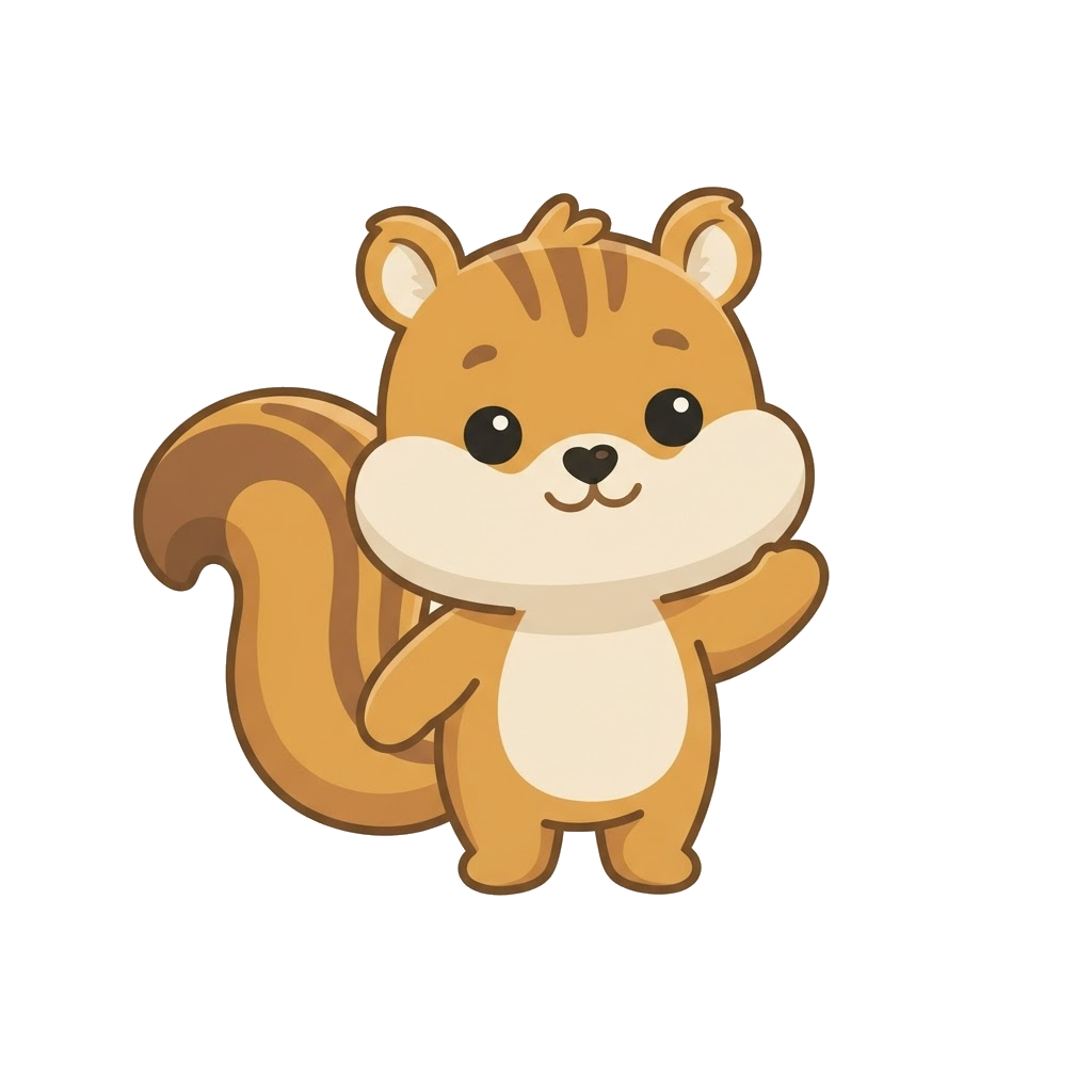 Tuck the squirrel waving hello